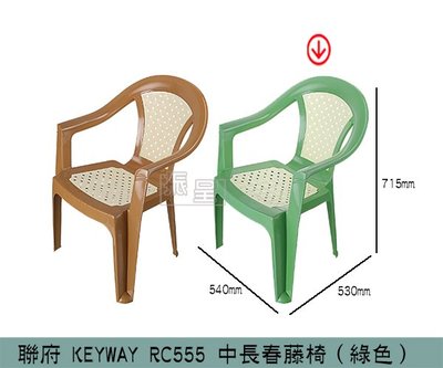 『振呈』 聯府KEYWAY RC555 (綠色)中長春藤椅 休閒椅 塑膠椅 扶手靠背椅 涼椅 露營椅/台灣製