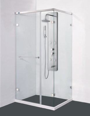 《振勝網》和成衛浴 SU2W+SU2P 晶亮型 無框 L型 一字二門+固定片 淋浴拉門 淋浴門 / 8mm 強化玻璃