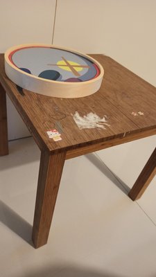 二手 自取 表面有小朋友塗鴉可油漆後如新 木桌 咖啡桌 邊桌 無印 貼皮 厚重 橡木色