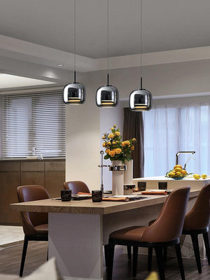 110V電壓餐廳燈現代簡約北歐燈具設計師創意個性三頭玻璃飯廳吧台餐桌吊燈