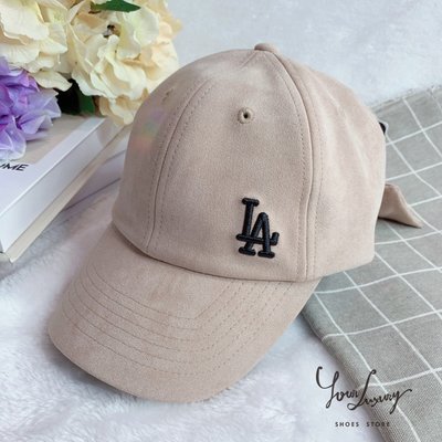 【Luxury】MLB 洋基 NY LA 麂皮絲絨棒球帽  男女老帽 後綁帶 可調整鬆緊 小LOGO 韓國代購 正品