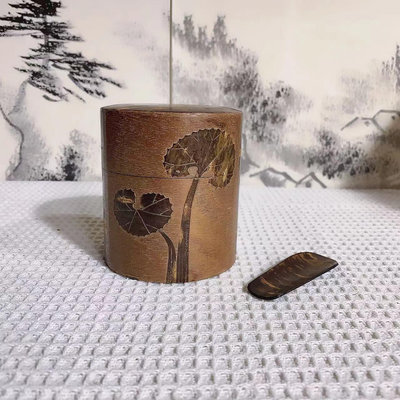 日本回流櫻皮細工茶葉罐茶則兩件套  日本原產櫻花樹皮工藝