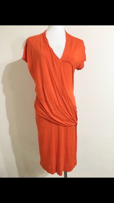 Mango mng 深V領洋裝 橘紅 連衣裙 連身裙 晚宴裝 及膝 深V 露鎖骨 顯氣色 西班牙品牌 有印度紗麗的感覺