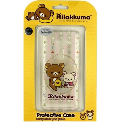 Rilakkuma 拉拉熊/懶懶熊 ASUS Zenfone 2 (5吋) 彩繪透明保護軟套-花草優雅熊