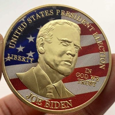 特價！2020美國總統大選拜登鍍金紀念章 彩繪金幣硬幣風云人物紀念幣