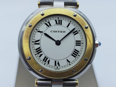 【發條盒子H1490】CARTIER 卡地亞 SANTOS 山度士 羅馬白面石英 不銹鋼/半金 18K金外圈  經典錶款
