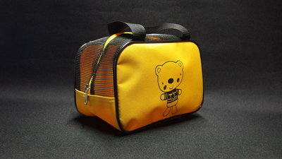 DJE-04 可愛熊寶餐袋 餐包 環保便當袋 幼兒園 國小 學生餐袋 便當袋 超大透氣底網設計 可裝便當盒 黃色+黑上網