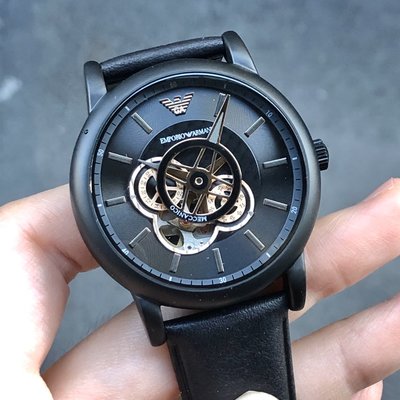現貨 可自取 EMPORIO ARMANI AR60012 手錶 42mm 亞曼尼 機械錶 黑面盤 黑色皮錶帶 男錶女錶