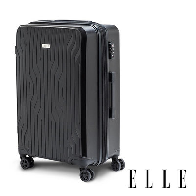 【ELLE】法式浮雕 20/24/28吋 極輕特級耐刮PP材質行李箱 / 登機箱 (經典黑) EL31281