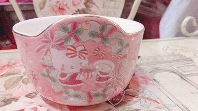♥小公主日本精品♥HelloKitty美樂蒂夢幻聖誕節紀念款金邊設計飯碗湯碗01105001