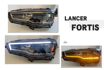 小傑車燈--全新 LANCER FORTIS IO 鯊魚頭 鯨魚頭 R8燈眉 跑馬方向燈 大燈 頭燈 SONAR