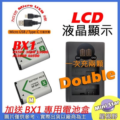 星視野 USB 充電器 + 2顆 電池 BX1 HX50V 300R X3000 AS300R AS300