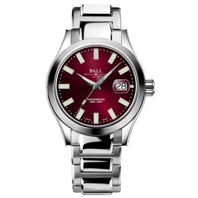 【時光鐘錶公司】BALL 瑞士 波爾錶 NM9026C-S27C-RDR 彩虹燈管 機械腕錶 熱門款 酒紅鋼帶