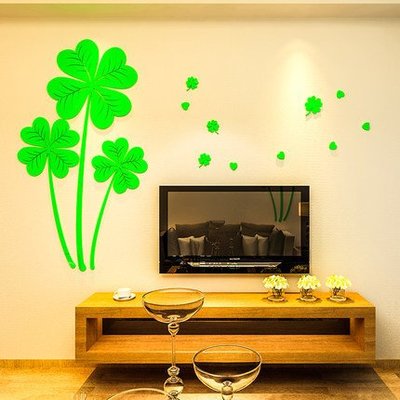 四葉草3D立體壁貼畫餐臥室客廳沙發電視背景牆創意房間牆壁裝飾品