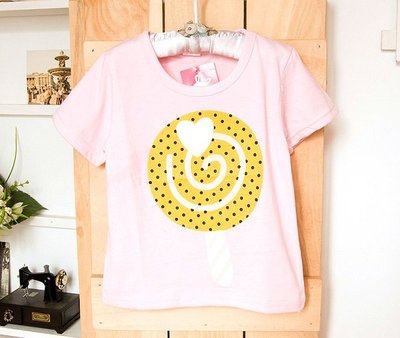 【子供の部屋】韓版 女童 棉質 棒棒糖 圖案 T恤 上衣 休閒上衣 居家服