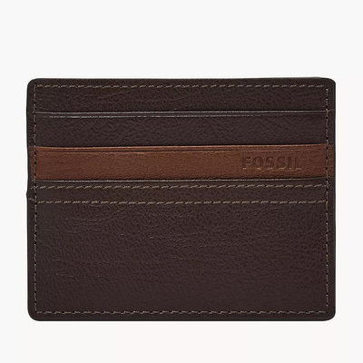 【美麗小舖】FOSSIL 素面牛皮皮革 信用卡夾 卡套  名片夾 卡片夾-F75043 全新真品現貨在台