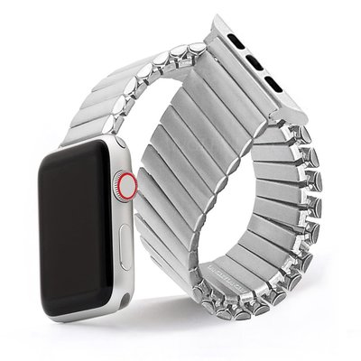 適用蘋果手錶帶apple iwatch7/2/3/4/5/6SE彈性不銹鋼金屬鋼帶38/40mm 42/44mm手錶