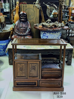 日本回流古董茶道具老紅木家具茶棚多寶閣 茶柜，黃金尺寸，可放