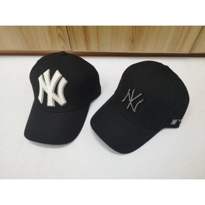 現貨熱銷-韓國連線正品 MLB棒球帽 NY LA刺繡  燙鑽大ny標鴨舌帽 洋基隊 男女情侶棒球帽 老帽 遮陽帽