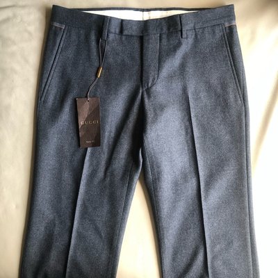 [品味人生2]保證全新正品 GUCCI 灰色 毛料 工作褲 西裝褲  size 46