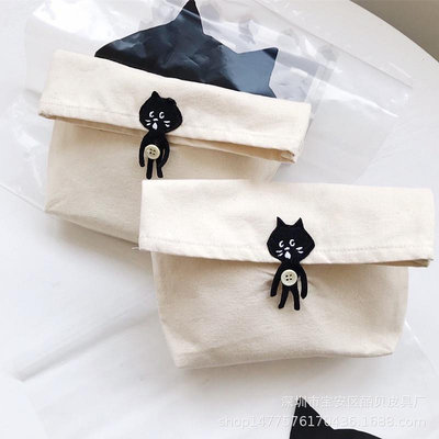 日本驚訝貓可愛旅行收納包迷你隨身收納包帆布小收納包手拿包化妝包內衣收納包小物收納包（滿599元免運）
