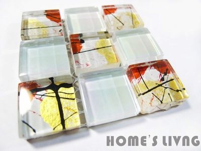 [磁磚精品HOME'S LIVING]2.3*2.3 水晶玻璃 藝術圖騰 馬賽克 磁磚 紅白金 設計旅店 宜蘭民宿 餐廳