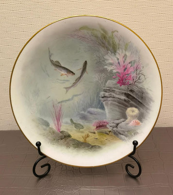 Minton-A.H.Wright明頓手繪鱸鮫裝飾盤