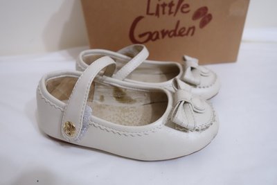 Little Garden 女童鞋白色蝴蝶結魔鬼氈瑪麗珍皮鞋公主鞋   現貨