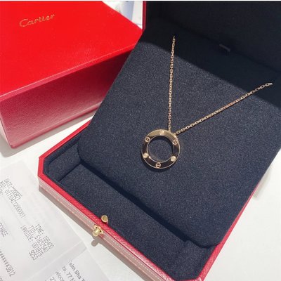 二手出售Cartier卡地亞 LOVE系列 18k玫瑰金 項鍊 大圓餅 鑽石吊墜 B7014700 現貨
