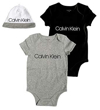 預購 美國帶回 Calvin Klein 童裝 寶寶 新生兒 CK 棉質短袖包屁衣組合 上衣兩件+帽子 彌月禮 生日禮
