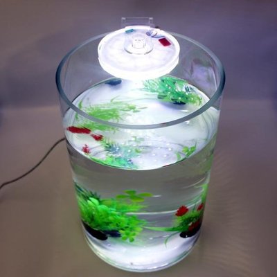 現貨 LED防水迷你小圓燈魚缸照明裝飾彩色燈水草造景燈圓形缸專用夾燈