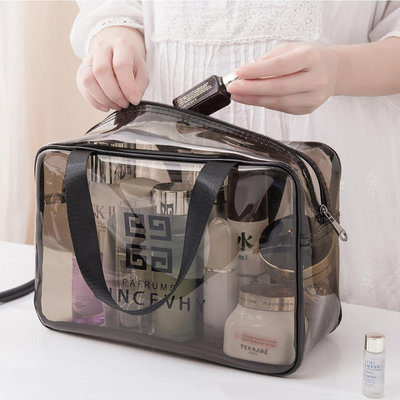 網紅手提化妝包 便攜式旅行收納包 大容量PVC防水透明護膚洗漱包