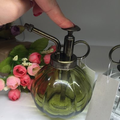 噴水壺日本品牌NITORI專柜復古金屬色噴嘴按壓式透明玻*特價