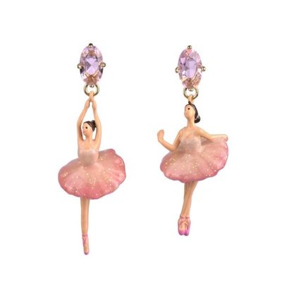 Les Nereides 粉紅色芭蕾舞伶 翹腳版 不對稱耳環 正品