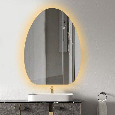 異性橢圓led燈浴室鏡輕奢無銅銀鏡壁掛背光高清除霧化妝鏡子 自行安裝
