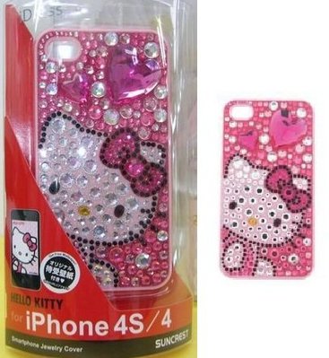 GIFT41 土城店 Hello Kitty 凱蒂貓 iPhone4S/4 專用保護套 / 粉紅心鑽 498241671