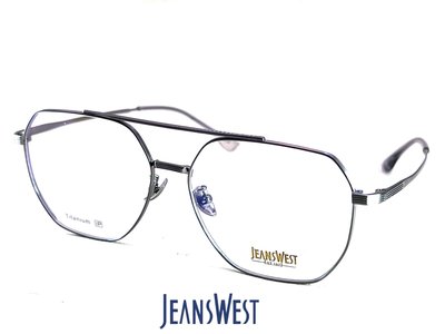 【本閣】JEANSWEST 8103 飛行員造型光學眼鏡大方框 超輕雙樑銀色純鈦鼻墊 捍衛戰士 鋼鐵人 加寬大臉