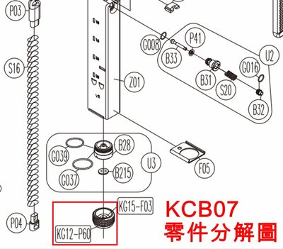 [01] KWC 零件編號 KG12-P60 彈匣底內件 ( 彈夾UZI SW40F PT92 盒子砲 P226