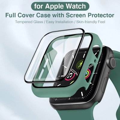 手錶保護殼 適用於Apple Watch 7代 4 5 6 SE 蘋果手錶保護殼+滿版保護貼 41m 44mm 45mm