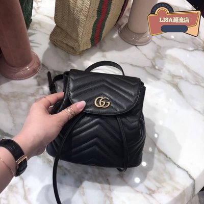 Gucci 528129 GG Marmont backpack 迷你後背包 L V 同款小書包 黑色