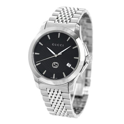 GUCCI YA1264106 古馳 手錶 40mm 黑色面盤 不鏽鋼錶帶 女錶 男錶
