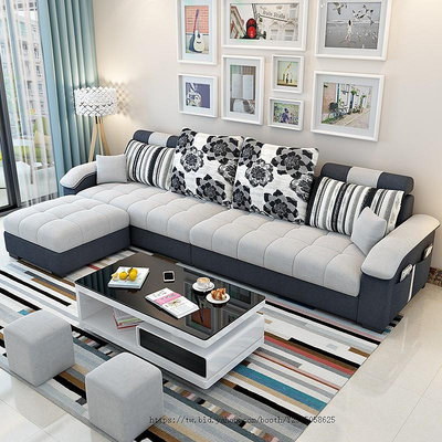 布藝沙發小戶型客廳套裝組合現代簡約簡約獨立彈簧柔軟舒適沙發