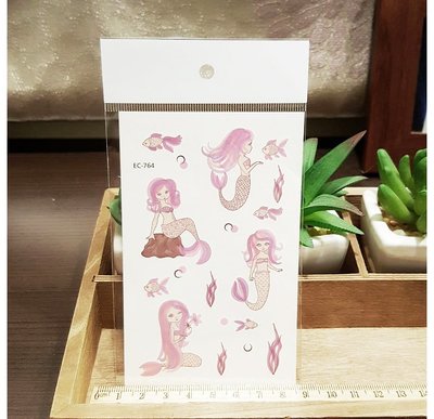 【萌古屋】可愛粉色美人魚 - 兒童生日Party卡通防水紋身貼紙刺青貼紙EC-764 K12