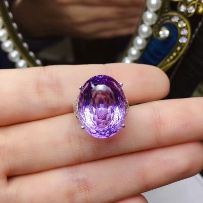 【紫水晶戒指】天然巴西紫水晶戒指 璀璨鳥巢切工 紫羅蘭色 全美玻璃體