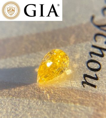 【台北周先生】天然Fancy Intense橘色鑽石 0.33克拉 威士忌橘黃色 Even分布 水滴切割 送GIA證書