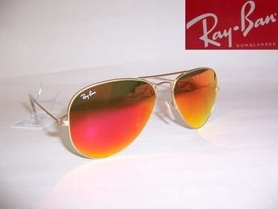 光寶眼鏡城(台南)Ray-Ban 經典太陽眼鏡*RB3025/112/69,超酷金框,金橘紅水銀鏡面*旭日公司貨