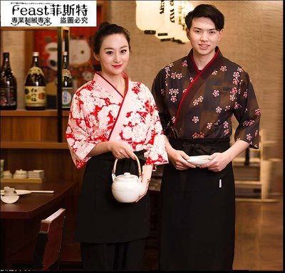【Feast-菲斯特】-新款日本櫻花和風漢服 斜門襟日式料理服務員工作服