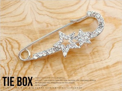 鐵BOX- 華麗時尚全水鑽星星大別針 胸針 胸章別針胸章 搭西裝外套 婚禮造型