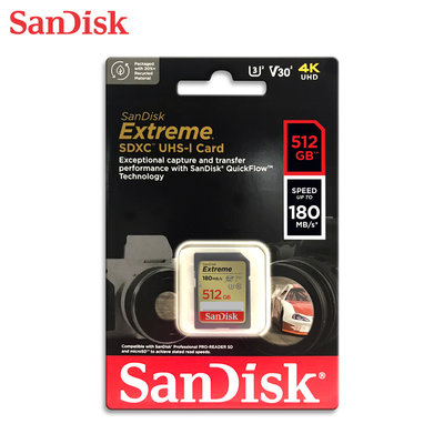 SANDISK 512GB V30 Extreme SD UHS-I U3 相機用記憶卡 (SD-SDXVV-512G)