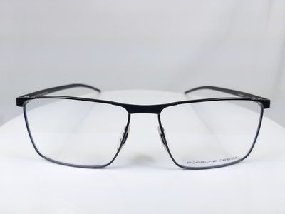 『逢甲眼鏡』PORSCHE DESIGN鏡框 全新正品 黑色 金屬細方框 經典設計款【P8326 A】